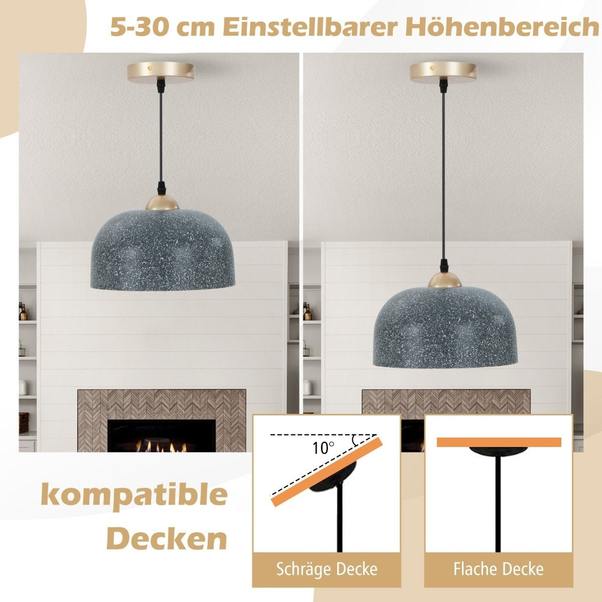 Ceiling light with adjustable hanging cable & E27 base pendant ligh...