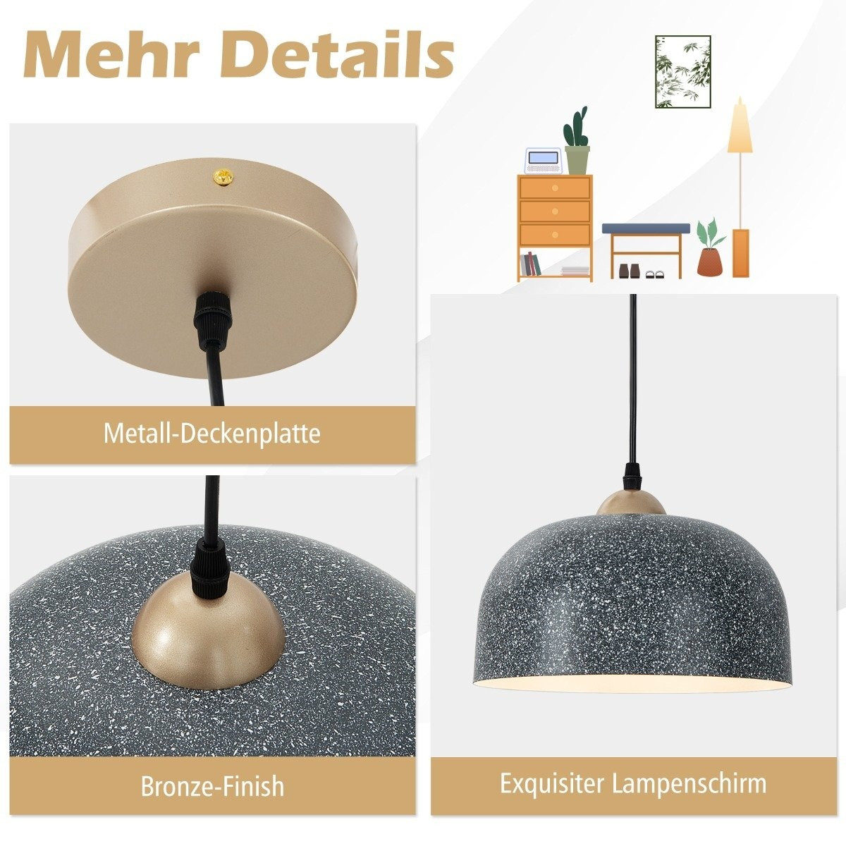 Ceiling light with adjustable hanging cable & E27 base pendant ligh...