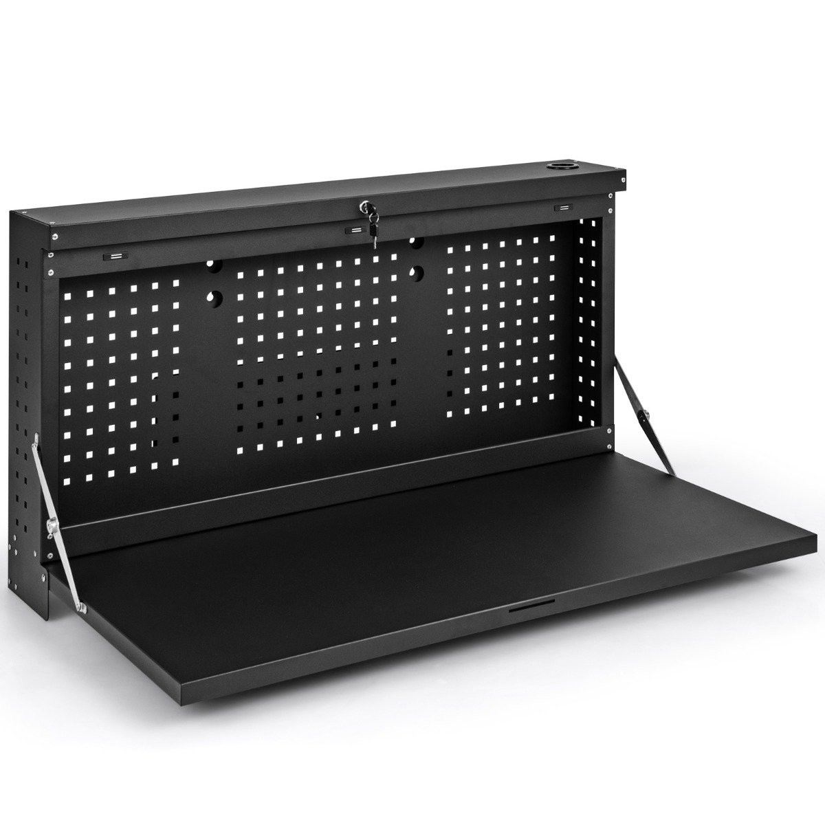 Wall Mounted Folding Workbench with Perforated Wall Hanging Work Ta...
