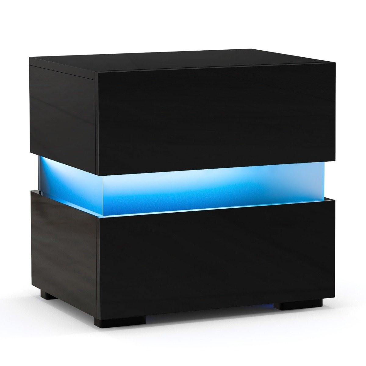 LED bedside table with 2 drawers & remote control & dynamic/static ...