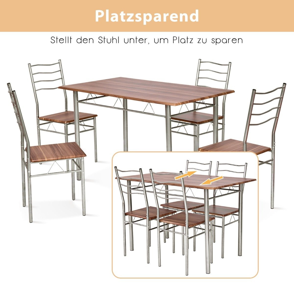 5-piece dining table set kitchen table with 4 chairs dining group w...