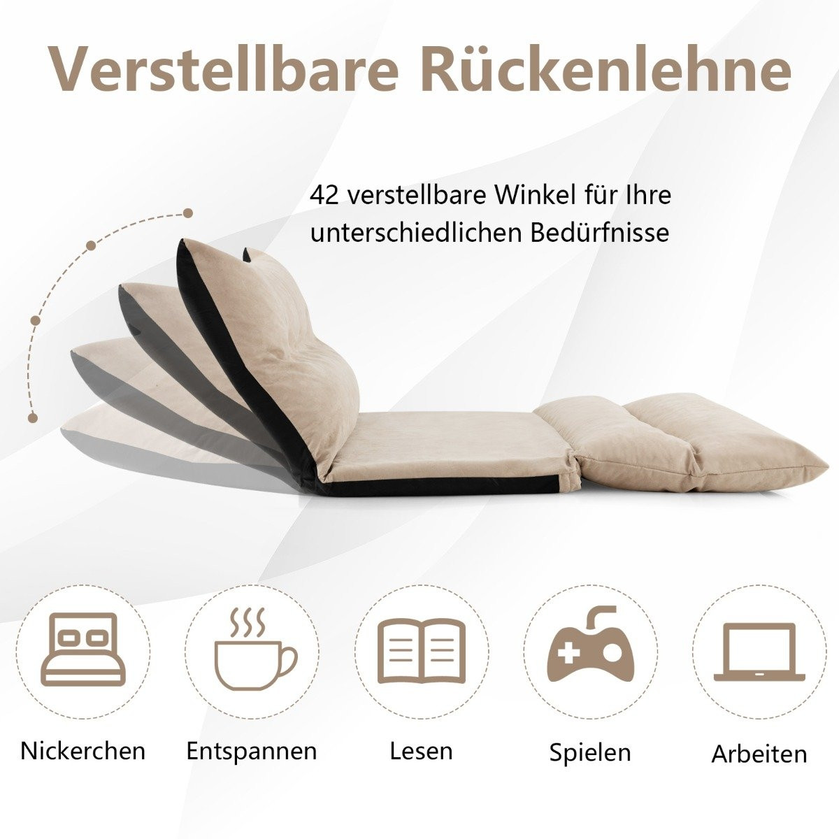 3 in 1 folding floor sofa with sleeping function & adjustable backr...