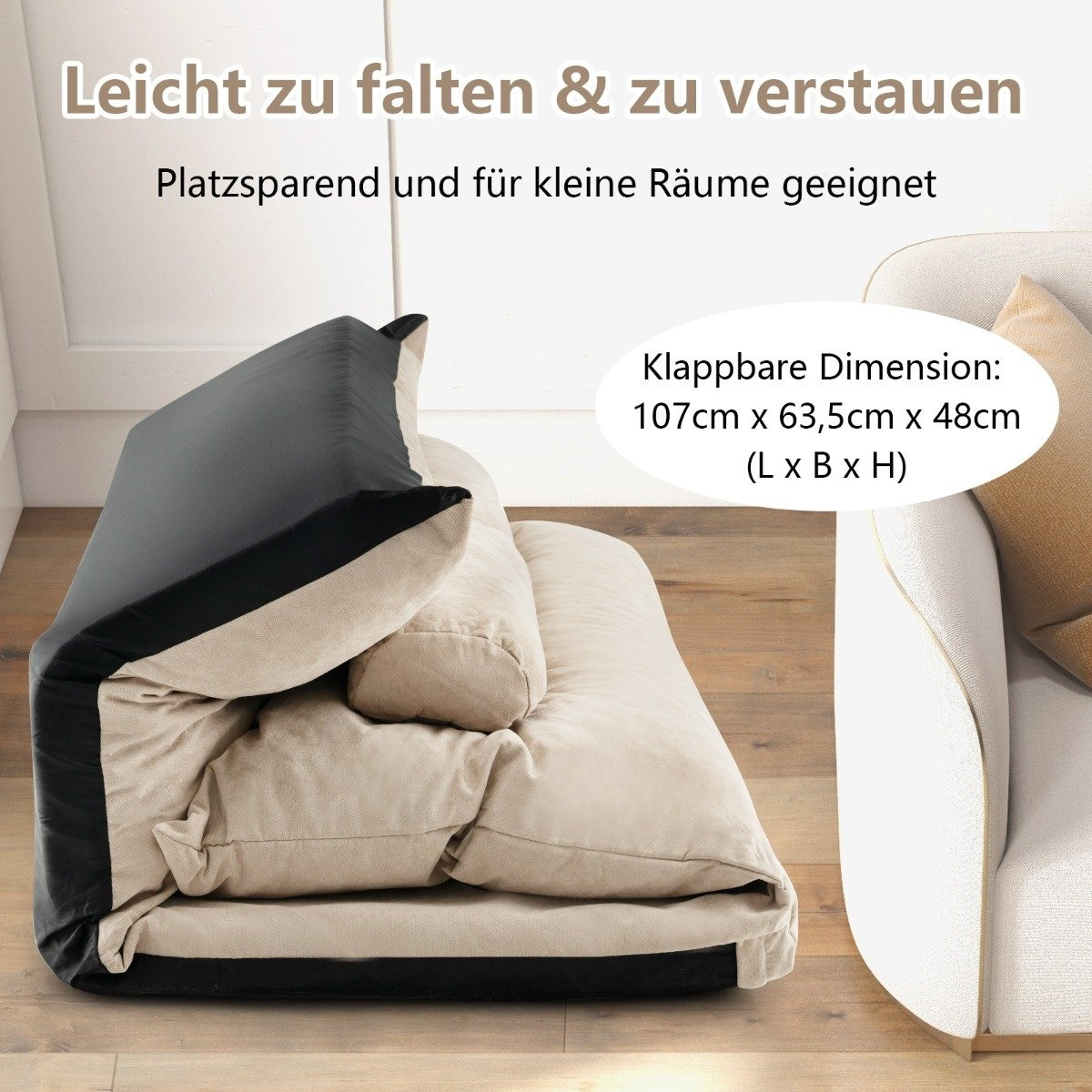 3 in 1 folding floor sofa with sleeping function & adjustable backr...