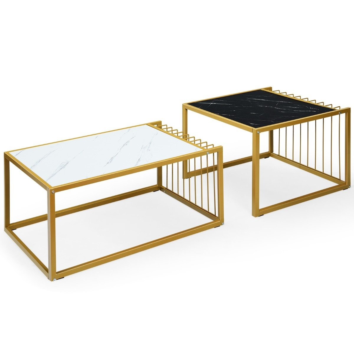 2 x side table set, coffee table, marble modern side table, yellow ...