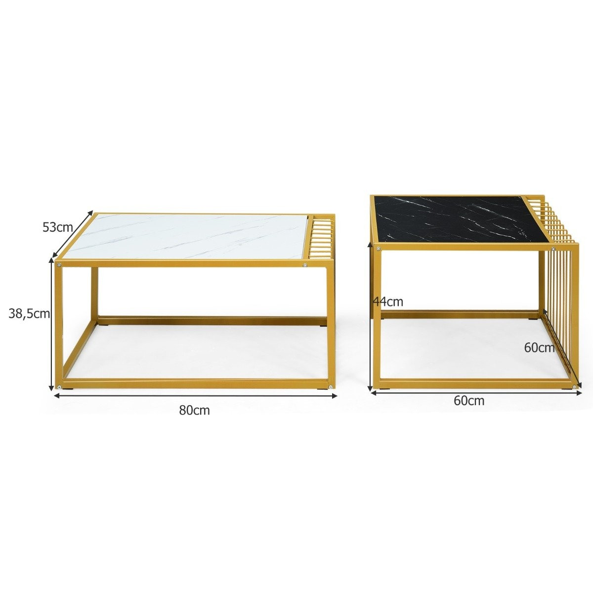 2 x side table set, coffee table, marble modern side table, yellow ...