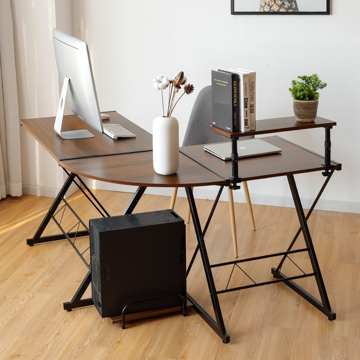 Table d'ordinateur en forme de L, table de bureau, table d'angle, b...