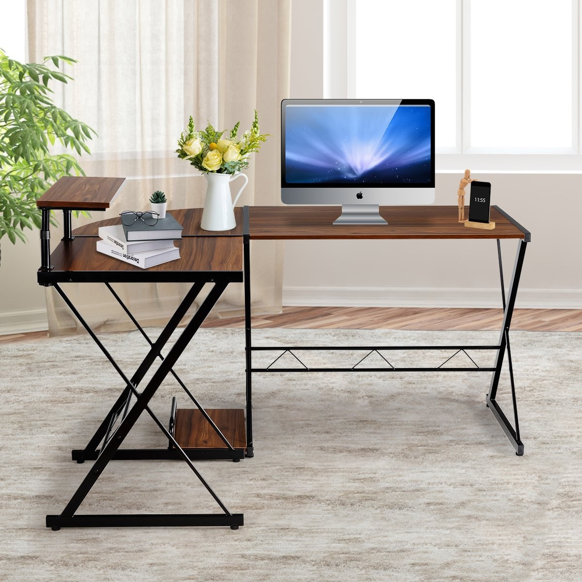 L-shape computer table desk office table corner table angle desk wa...