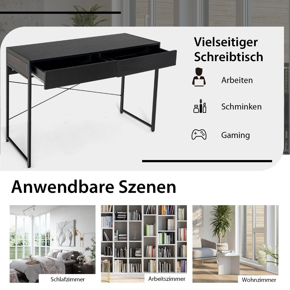Desk computer table office table PC table work table with 2 drawers...
