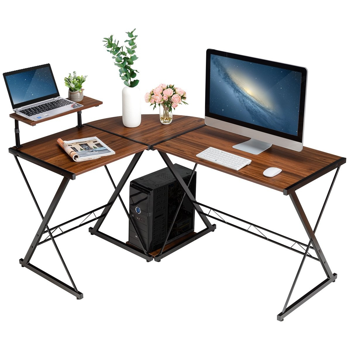 L-shape computer table desk office table corner table angle desk wa...