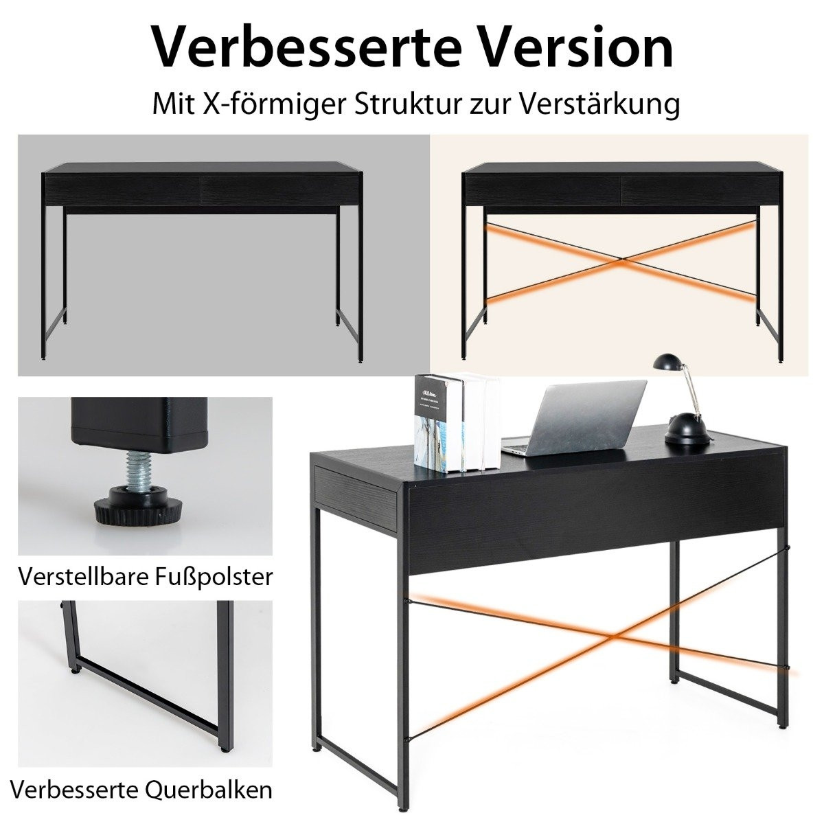 Desk computer table office table PC table work table with 2 drawers...