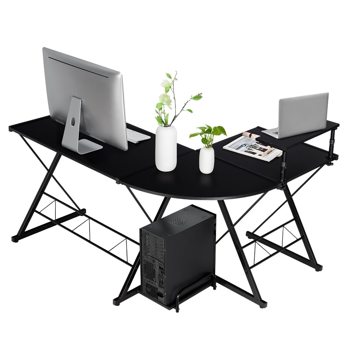 Table d'ordinateur en forme de L, bureau, table d'angle, bureau d'a...