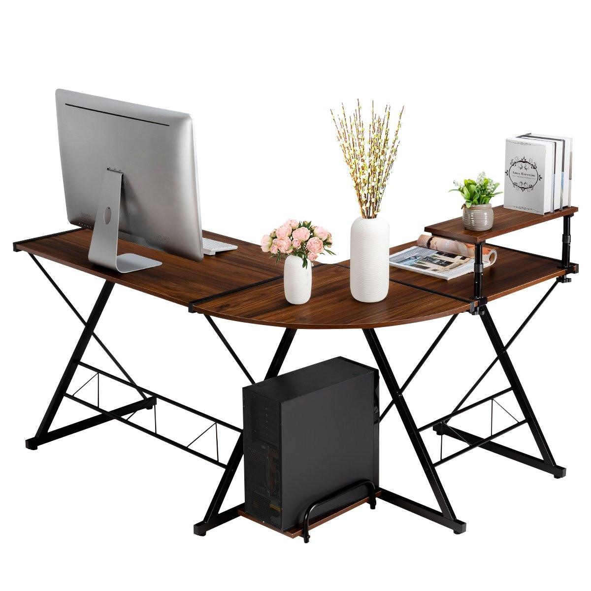 L-shape computer table desk office table corner table angle desk wa...
