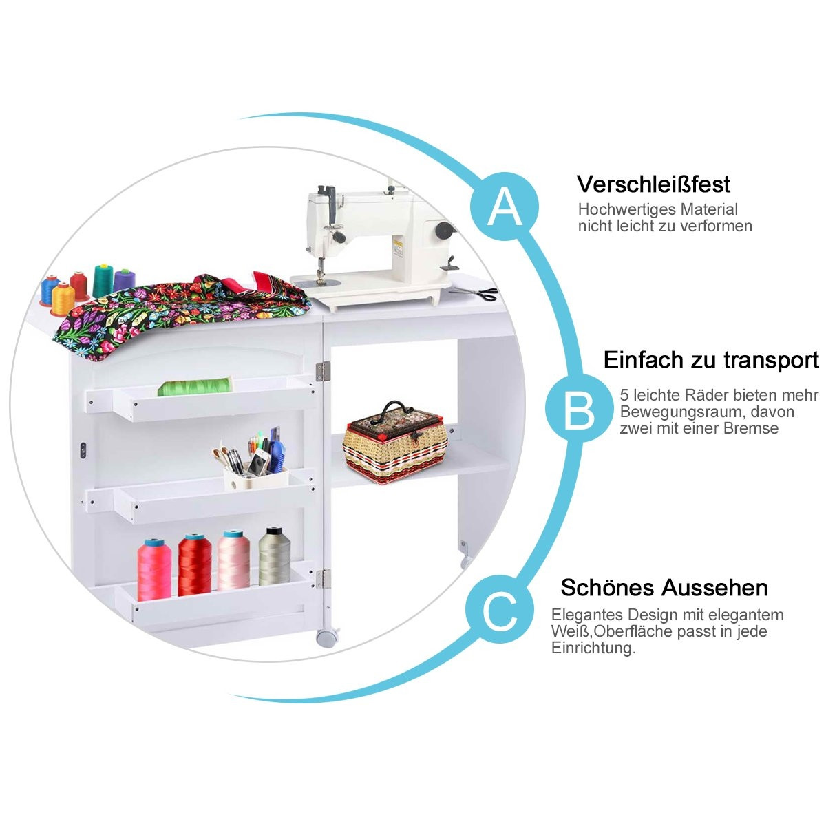 Foldable sewing machine table sewing table multi-purpose table desk...