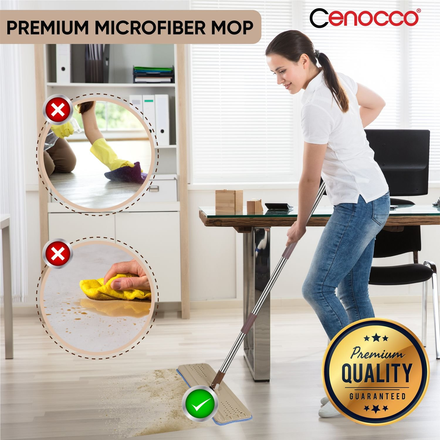 Cenocco CC-9070: Flachmopp mit Eimer Braun