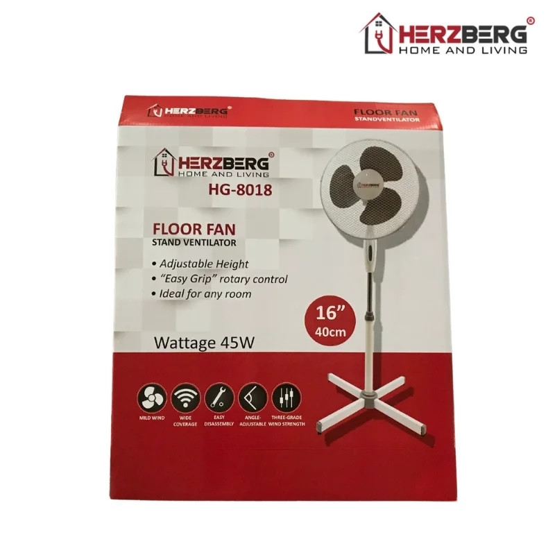 Herzberg HG-8018: Ventilador oscilante com suporte de 16 polegadas