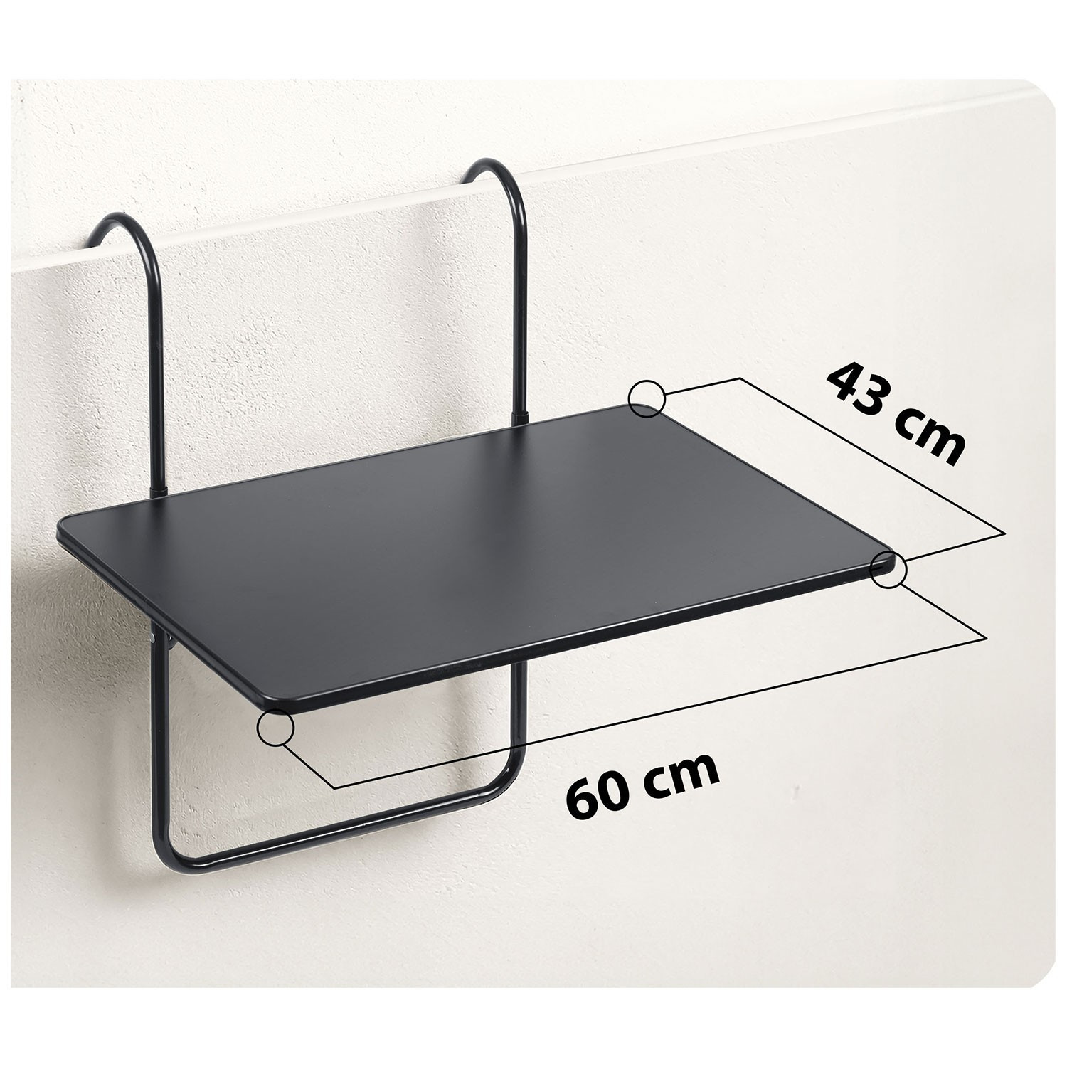 Durable balcony table 60x43cm foldable Sofotel SO-982 black
