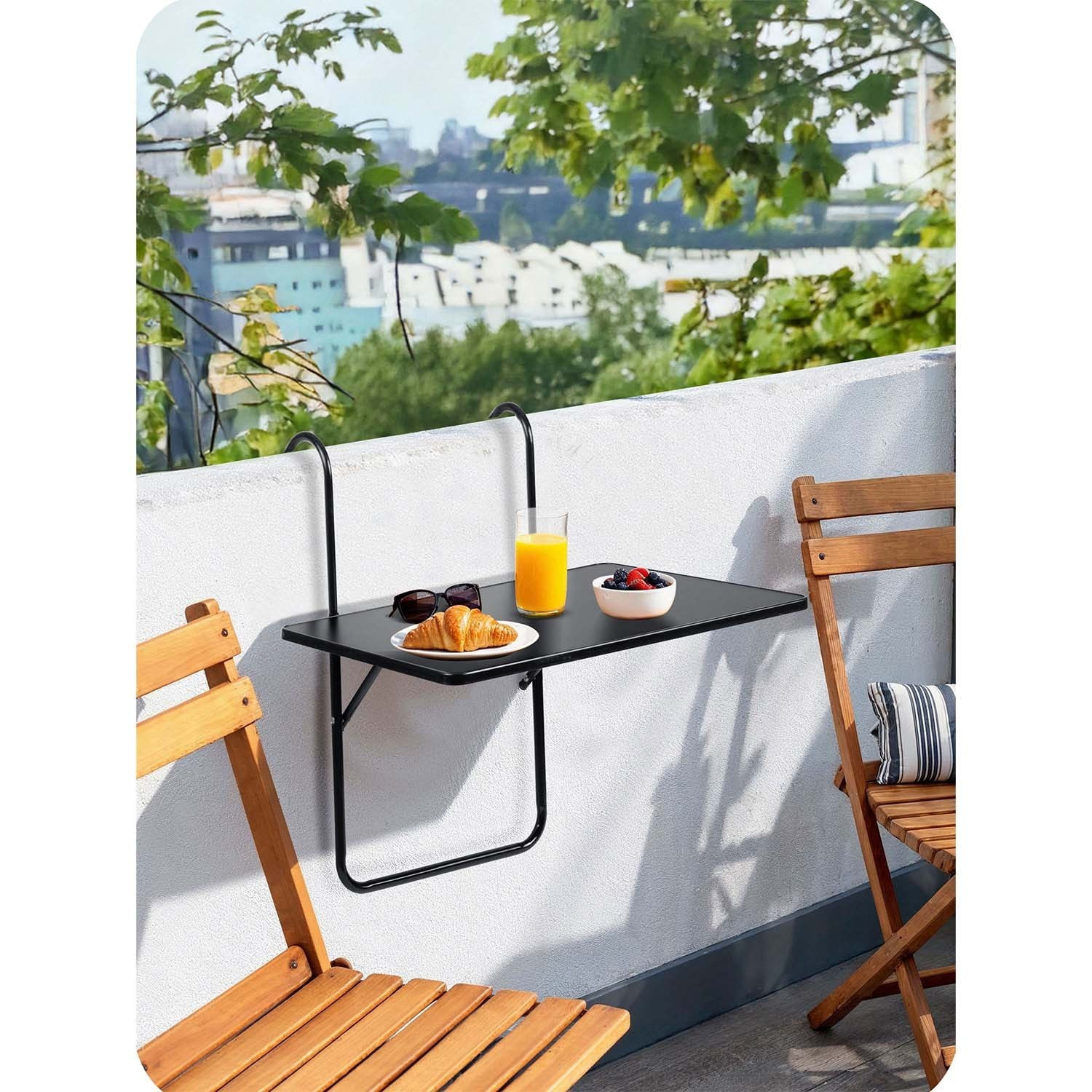 Table de balcon durable pliable 60x43cm Sofotel SO-982 noire
