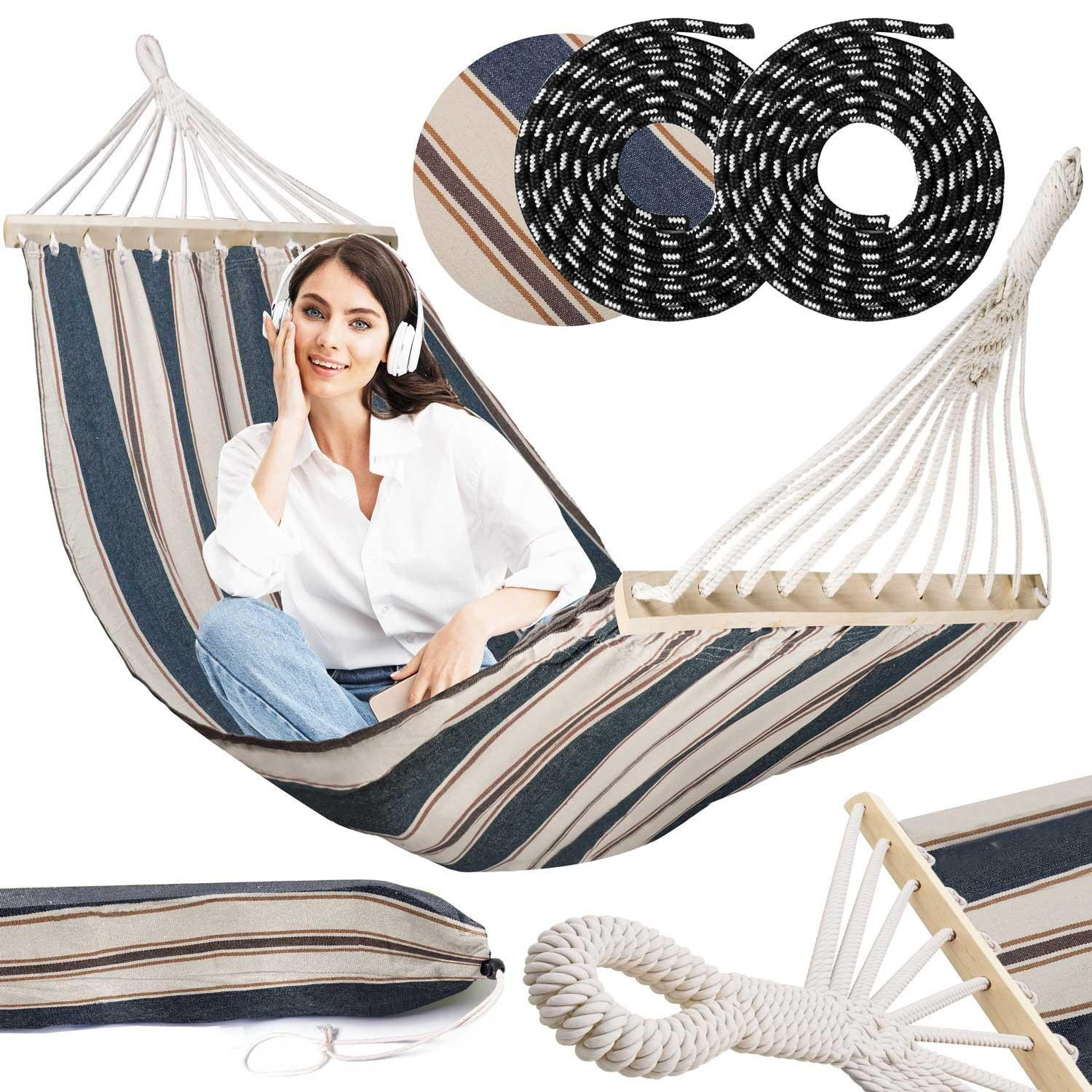 Rede de jardim Bahama simples branca e azul Sofotel