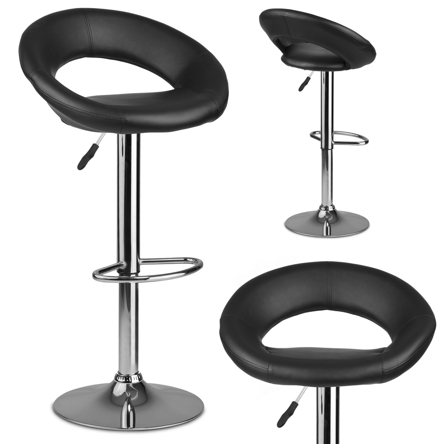 Forza bar stool with backrest, black