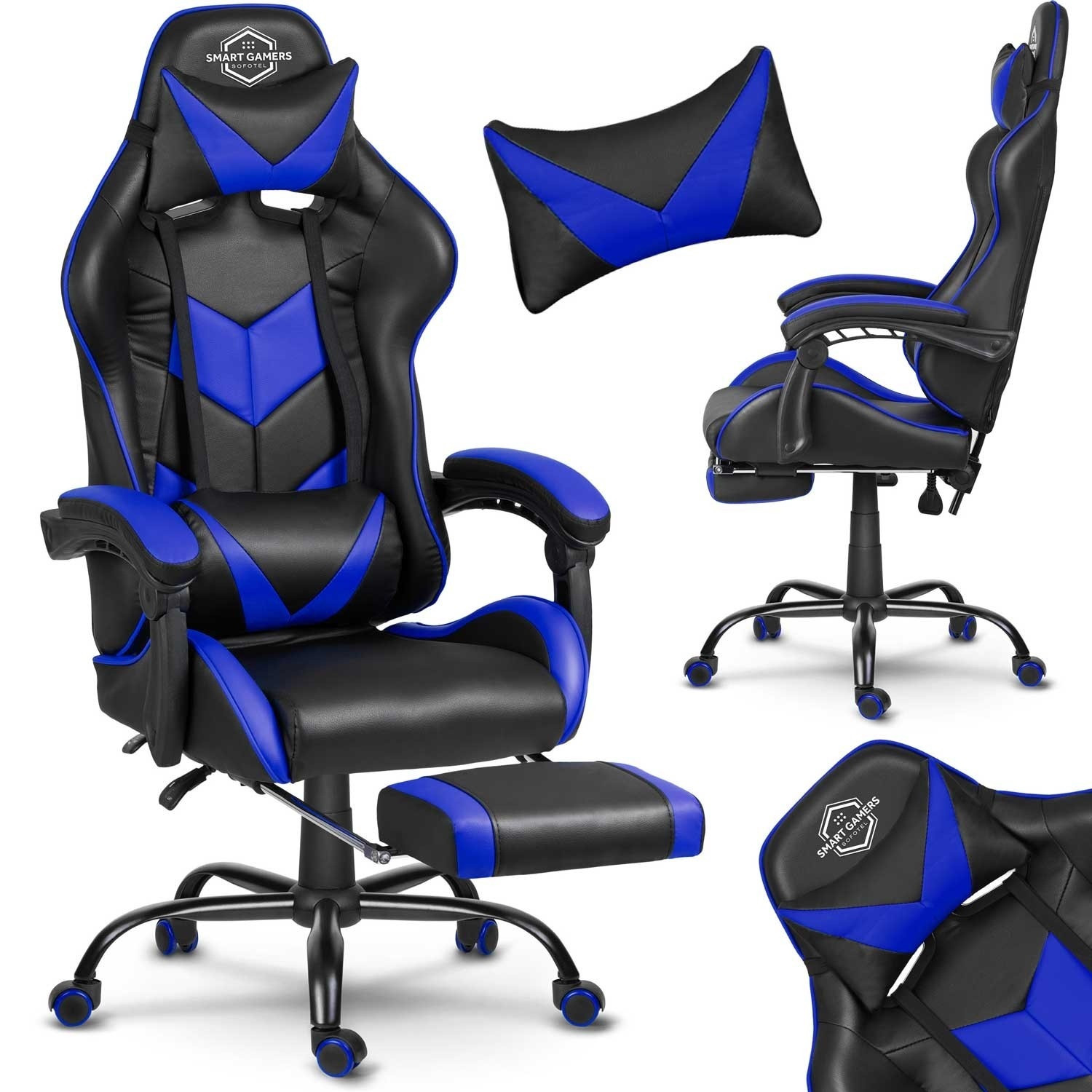 Sedia da ufficio per gamer Sofotel Cerber nera e blu