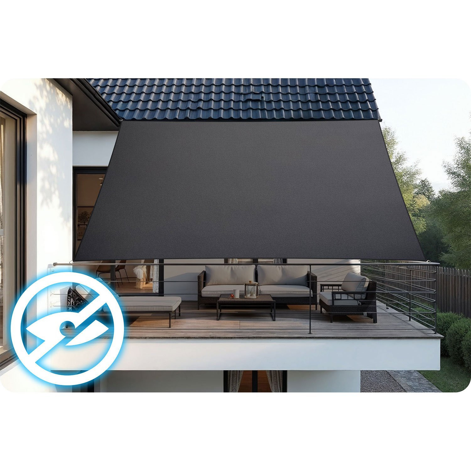 Rectangular shade sail 3x4m Plonos PL-885 gray