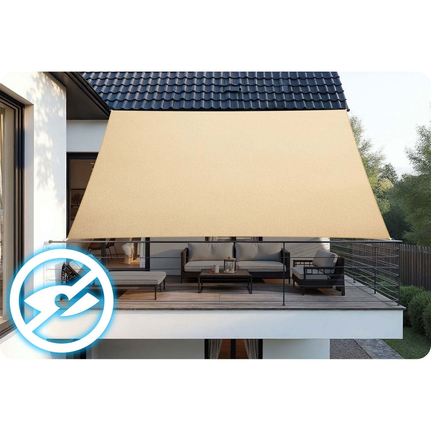 Guarda-sol retangular vela 3x4m Plonos PL-885 bege