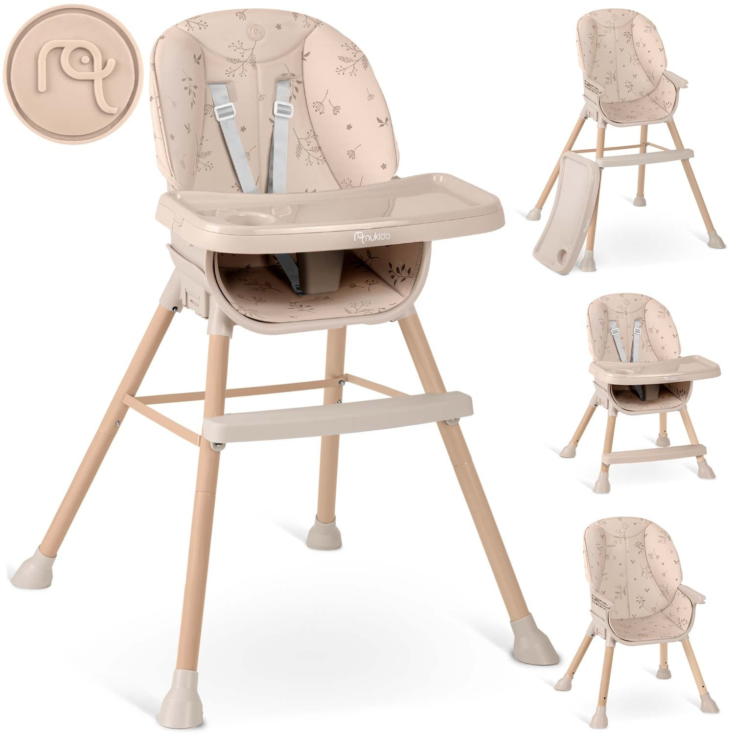 Chaise haute Nukido Tilo beige