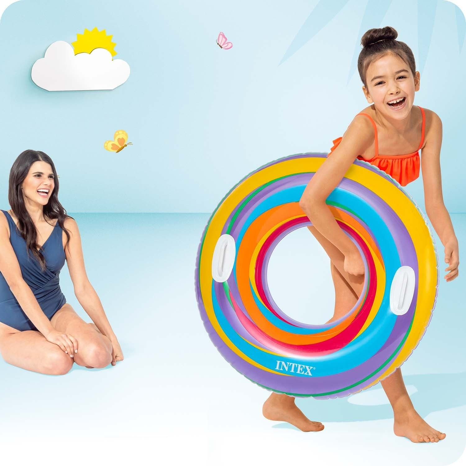 Bouée de natation rayée violette 91 cm Intex