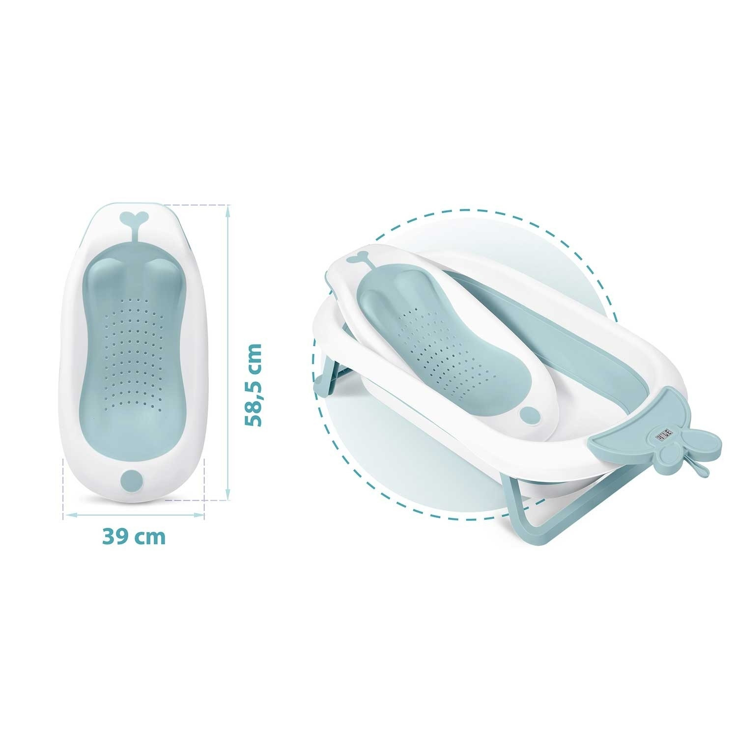 Insert de support de bain bébé Ricokids blanc-bleu