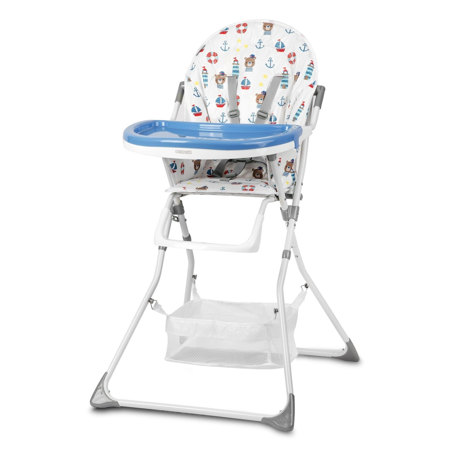Chaise haute Eldo blanche et bleue