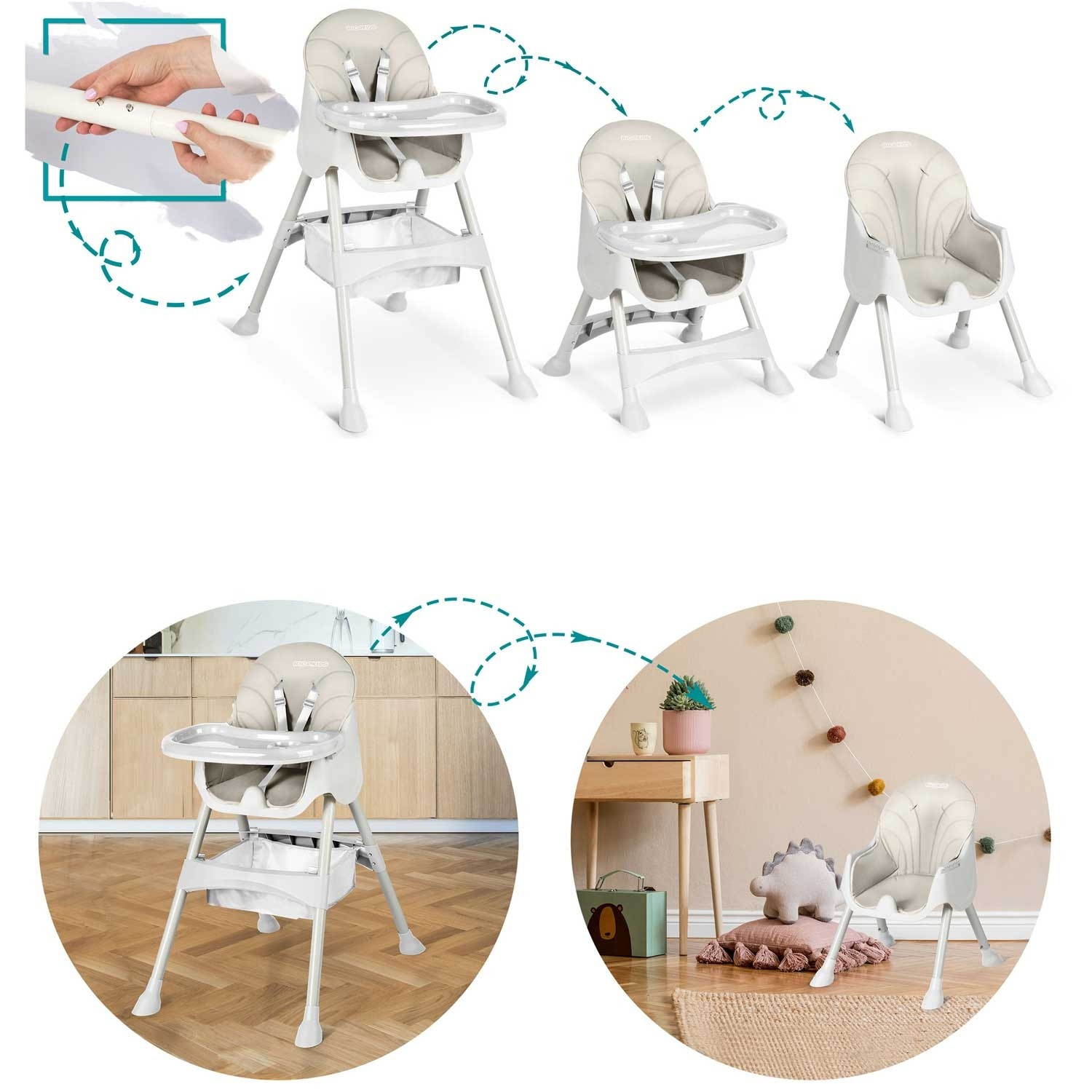 Cadeira infantil com mesa Milo - cinza