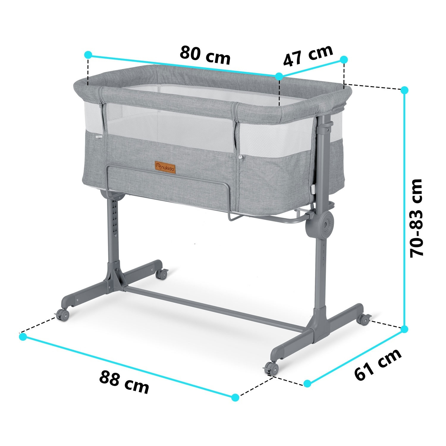Gray Baby bed NK-243 with side function