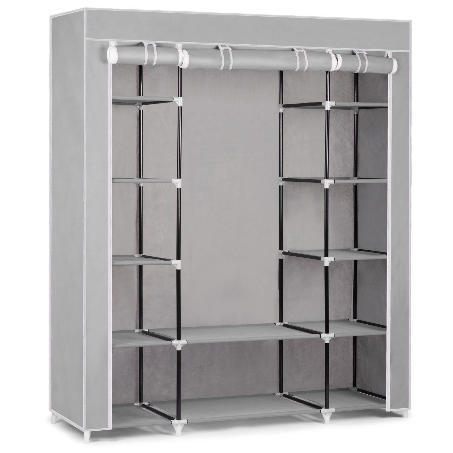 Large textile wardrobe Massido - grey
