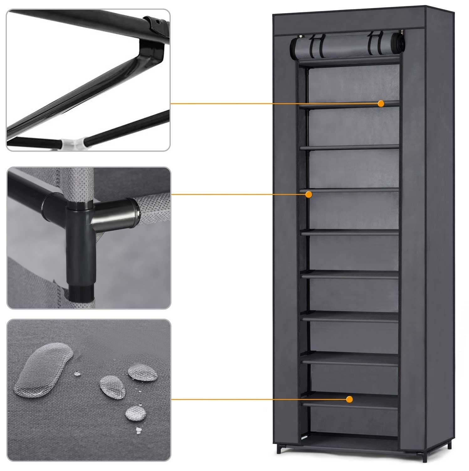 Textile shoe cabinet Massido - graphite