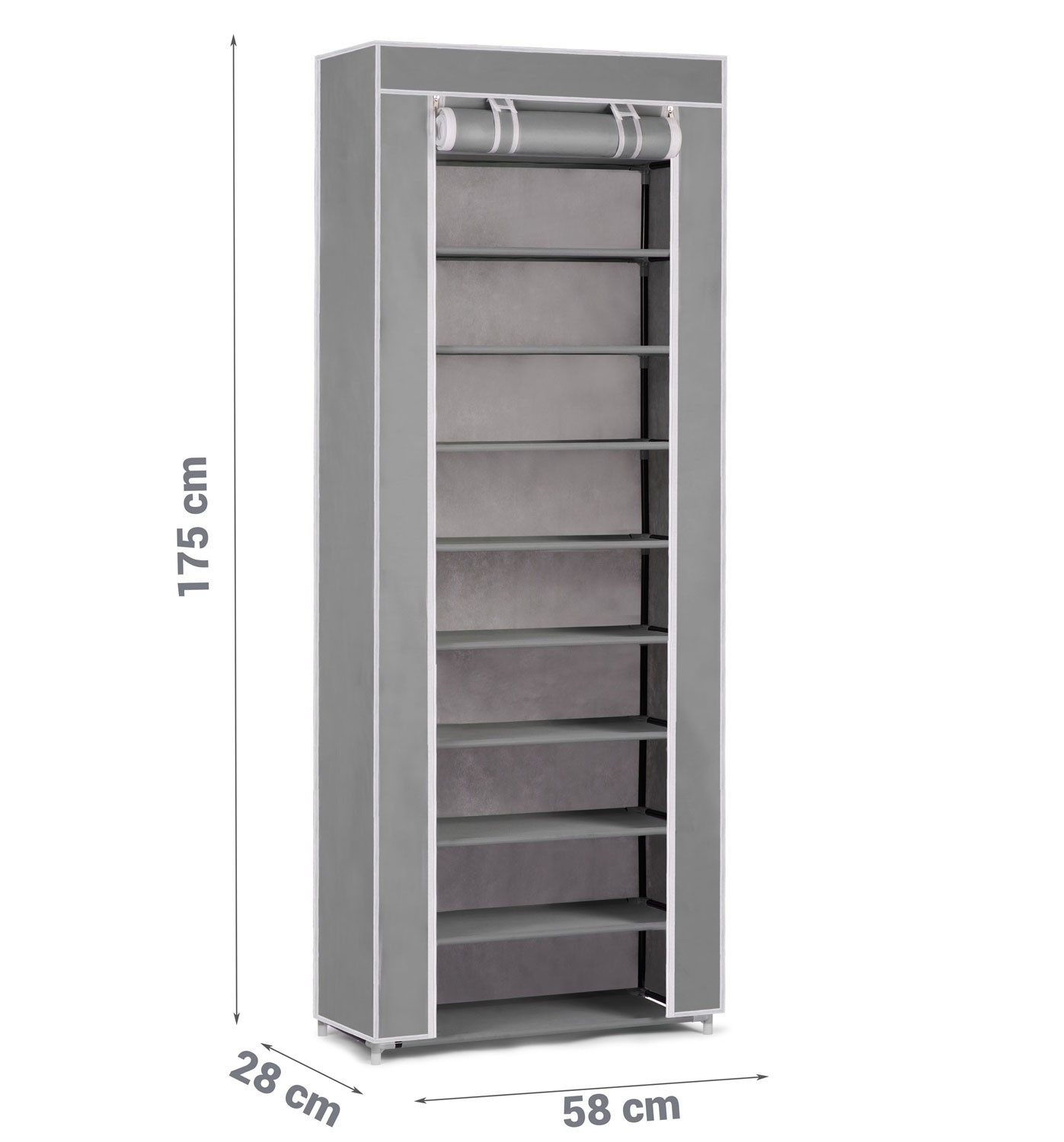 Textilschuhschrank Massido - Grau
