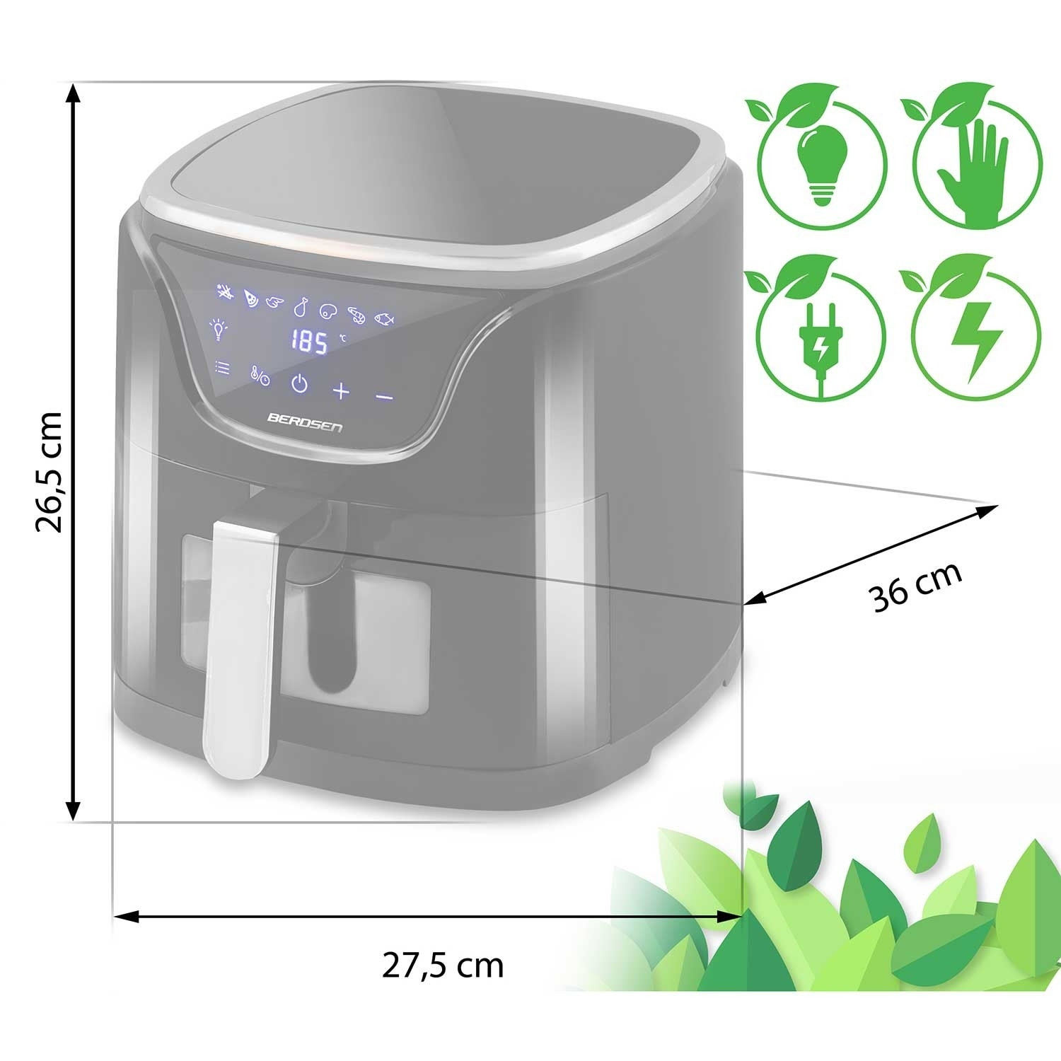 Heißluftfritteuse 5L, Touchscreen, 1500W, 7 Programme