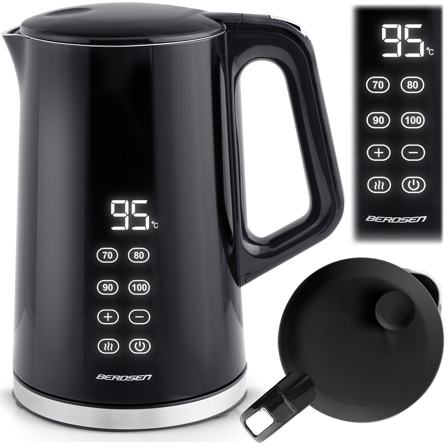 Bollitore elettrico Berdsen BD-71 1,7 l, nero e argento