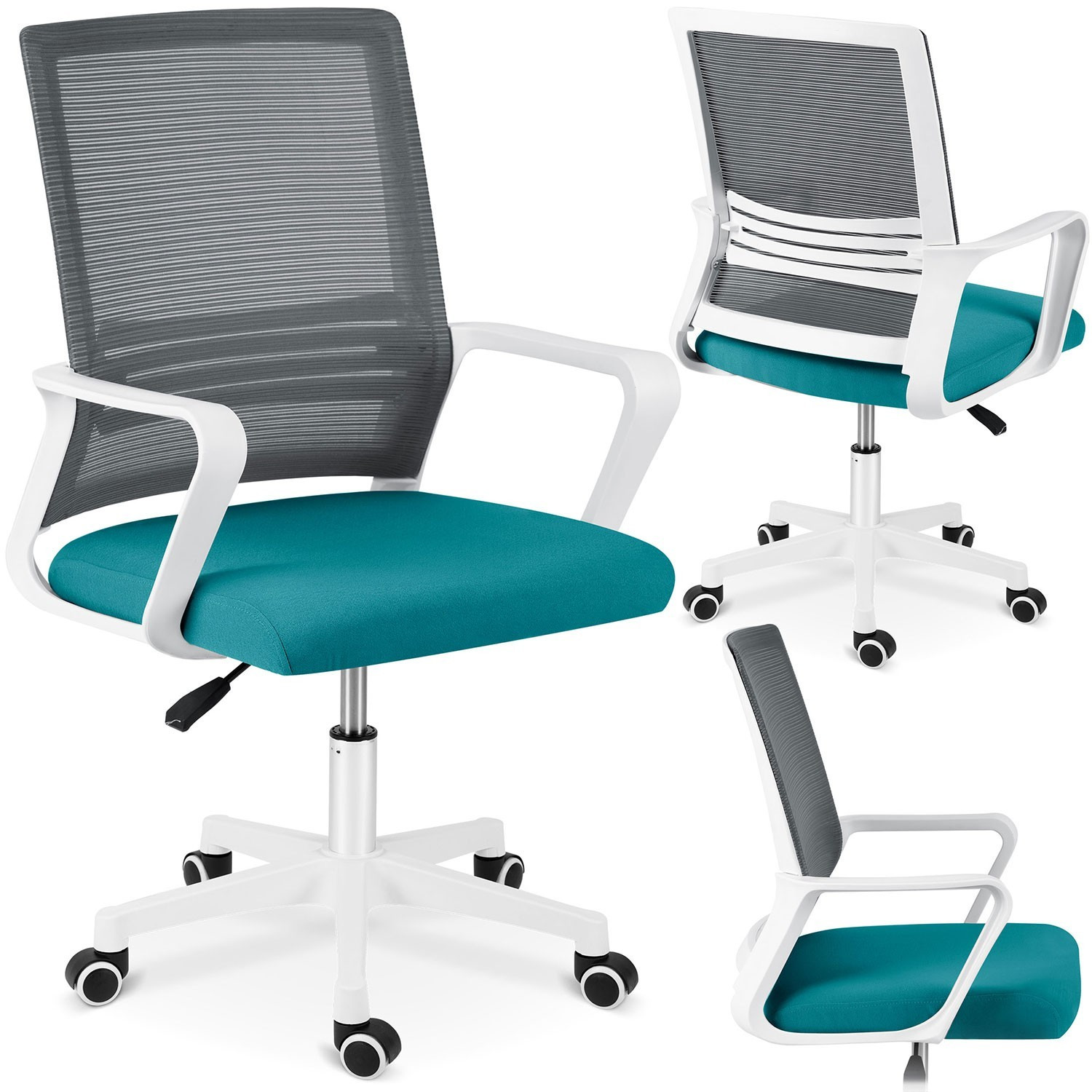 Sedia da ufficio in microrete Sofatel Corta, grigio e turchese