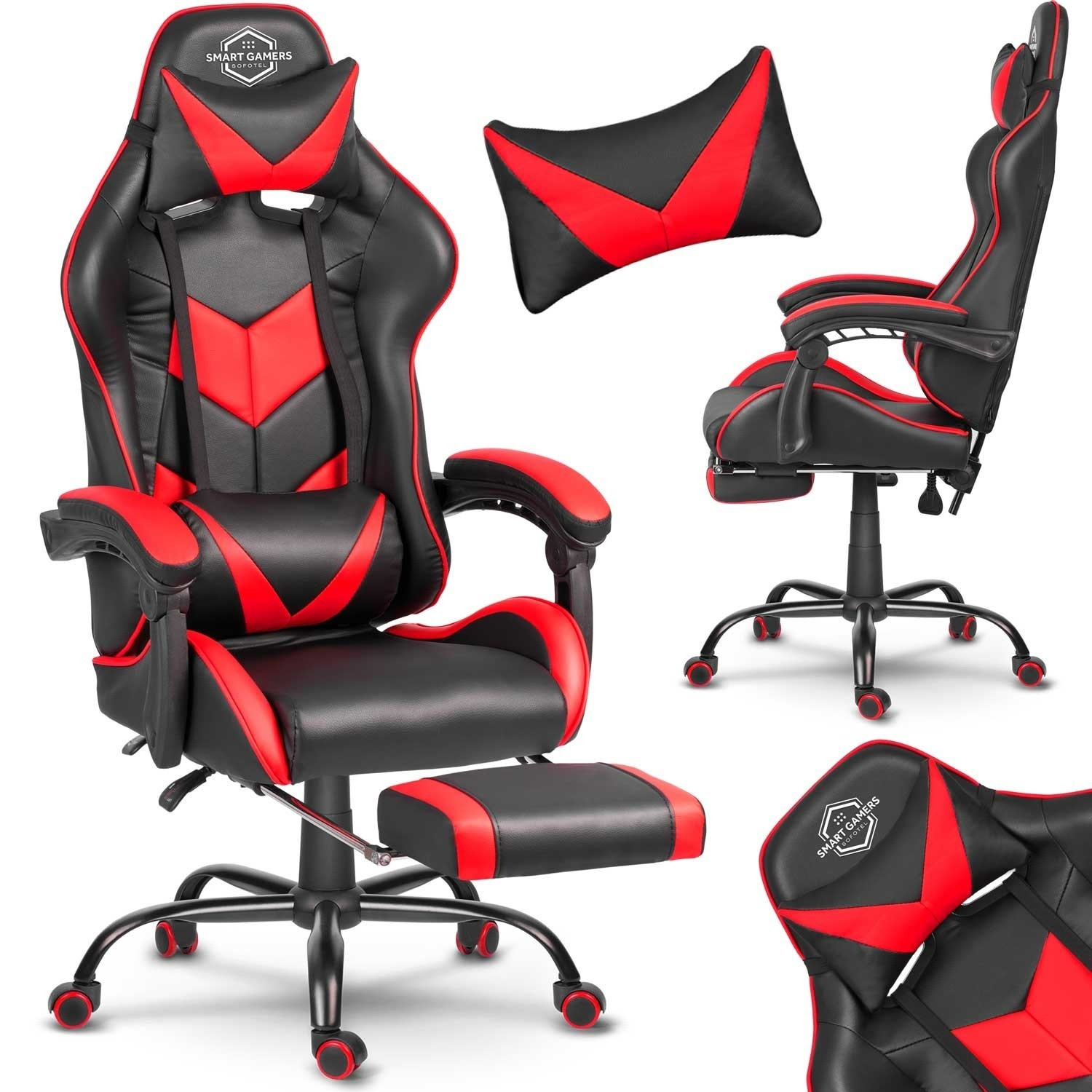 Sedia da ufficio Sofotel Cerber per gamer, nera e rossa