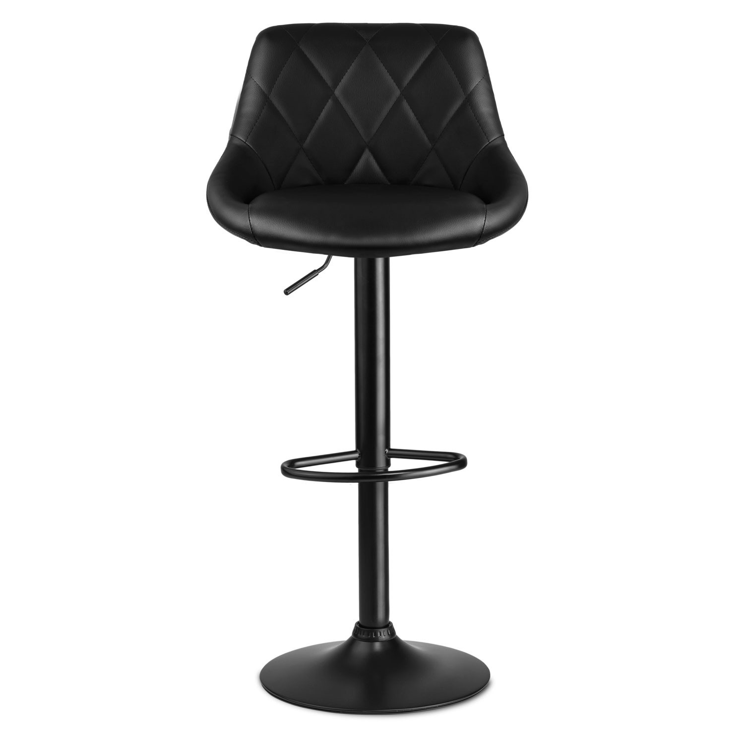 Nerra black bar stool with backrest and black base