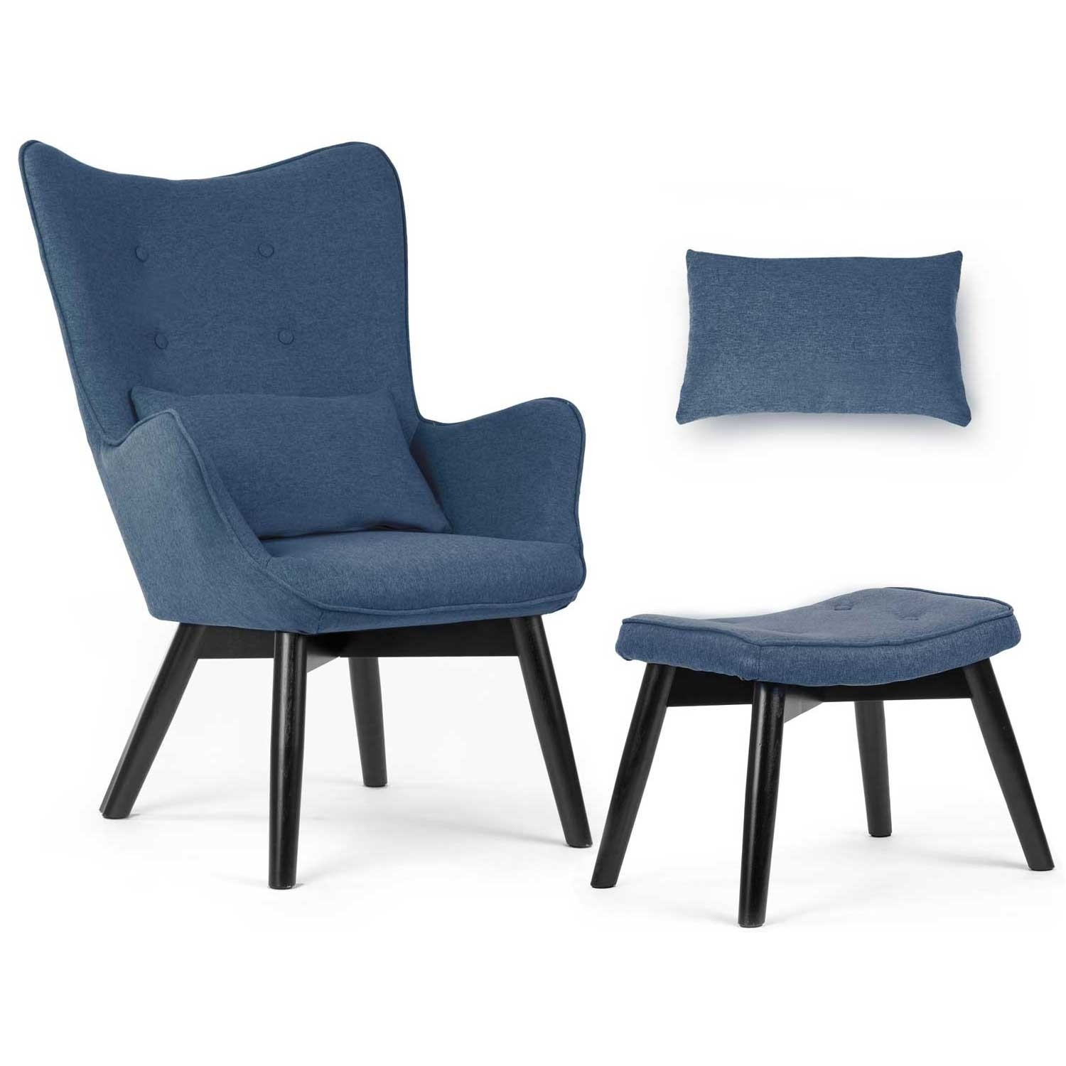 Sofatel Norse blauer Sessel mit Fußhocker