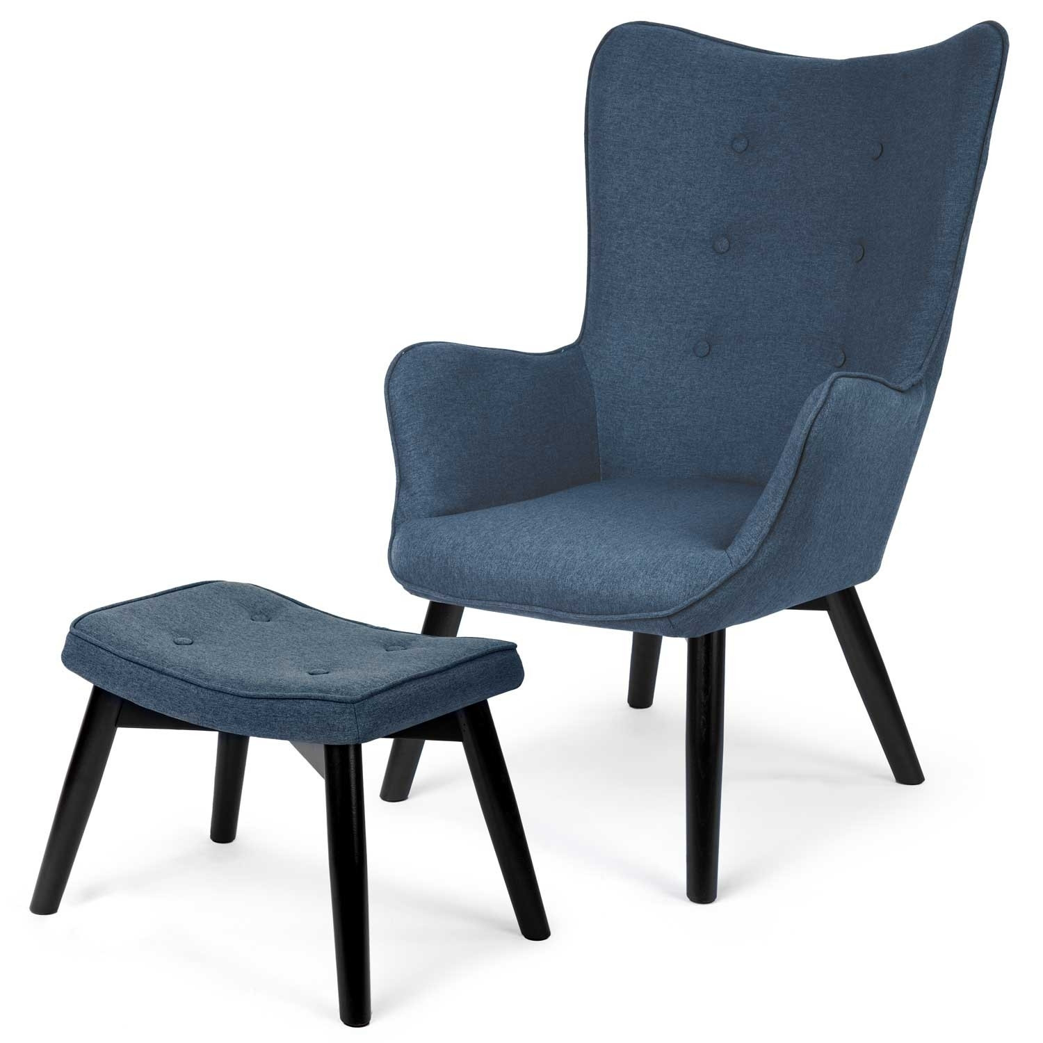 Sofatel Norse blauer Sessel mit Fußhocker