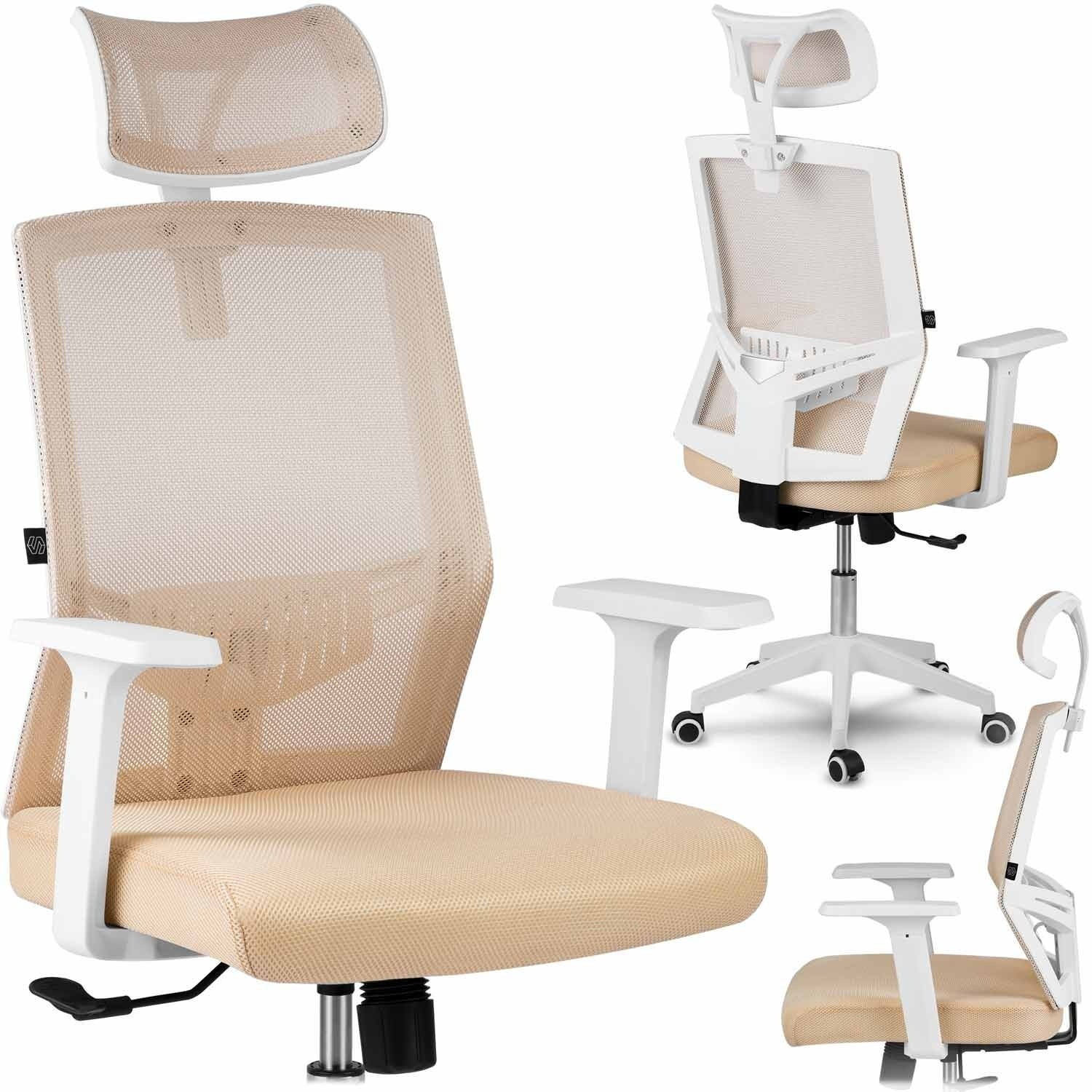 Chaise de bureau en micro-maille beige Sofotel Rotar
