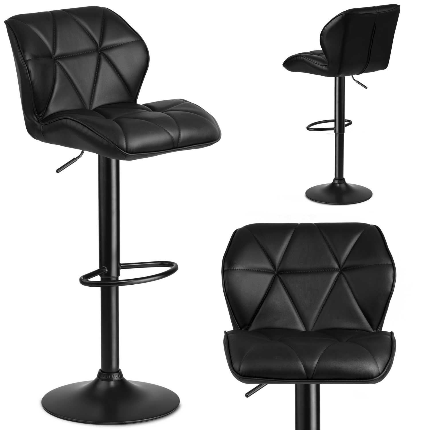 Castel bar stool with backrest, black