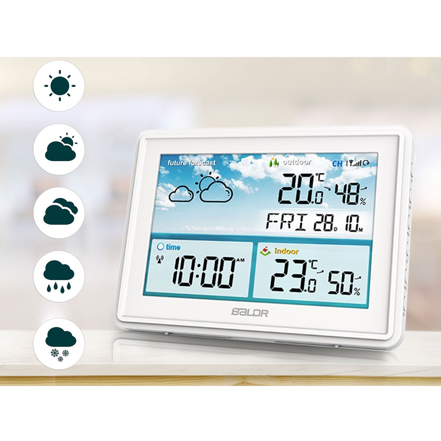 Weerstation met display BD-909 wit