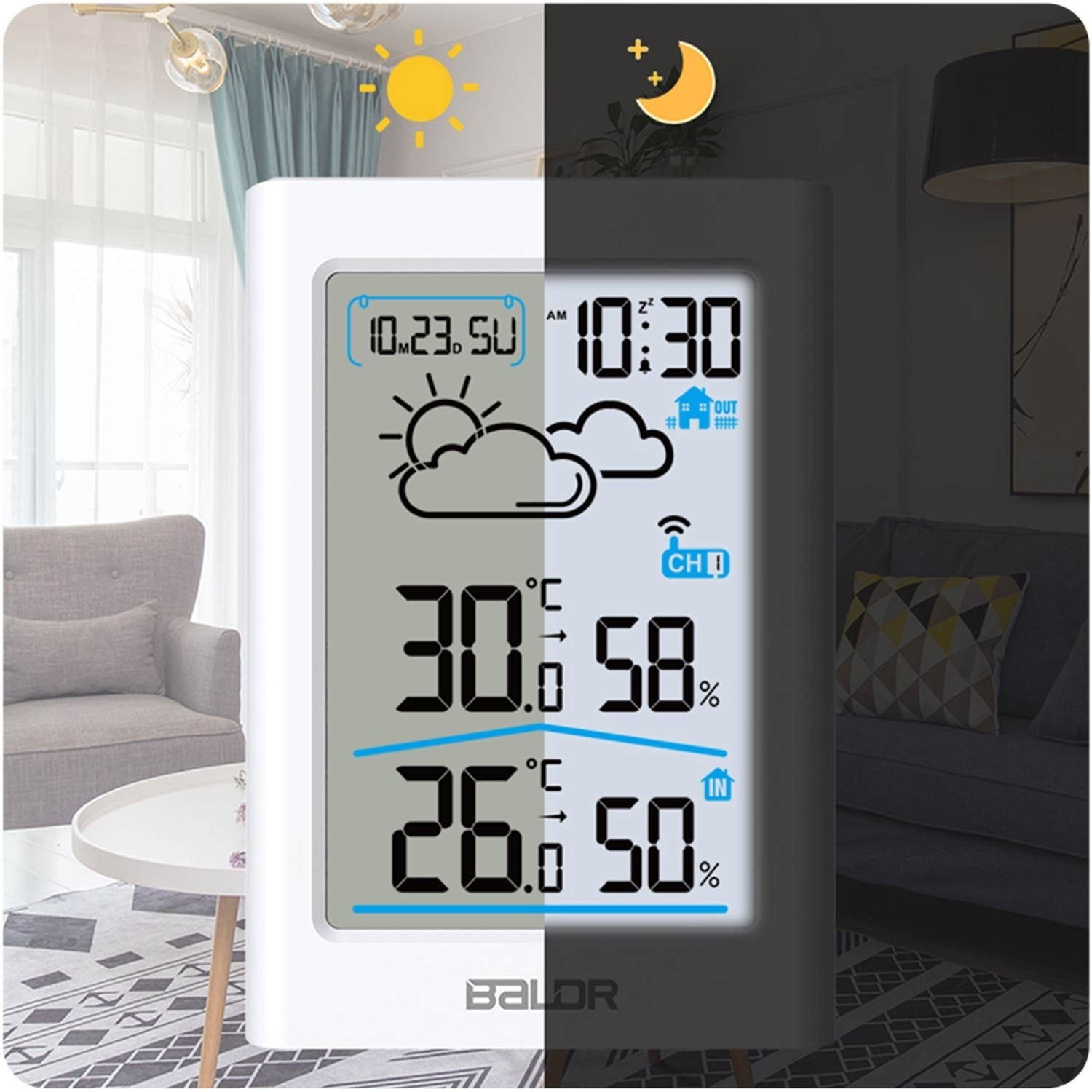 Weerstation met display BD-911 wit
