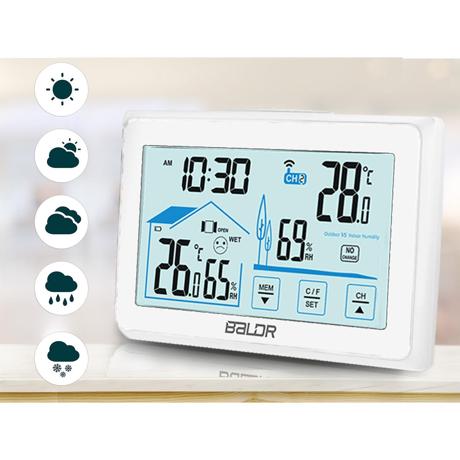 Weerstation met display BD-910 wit