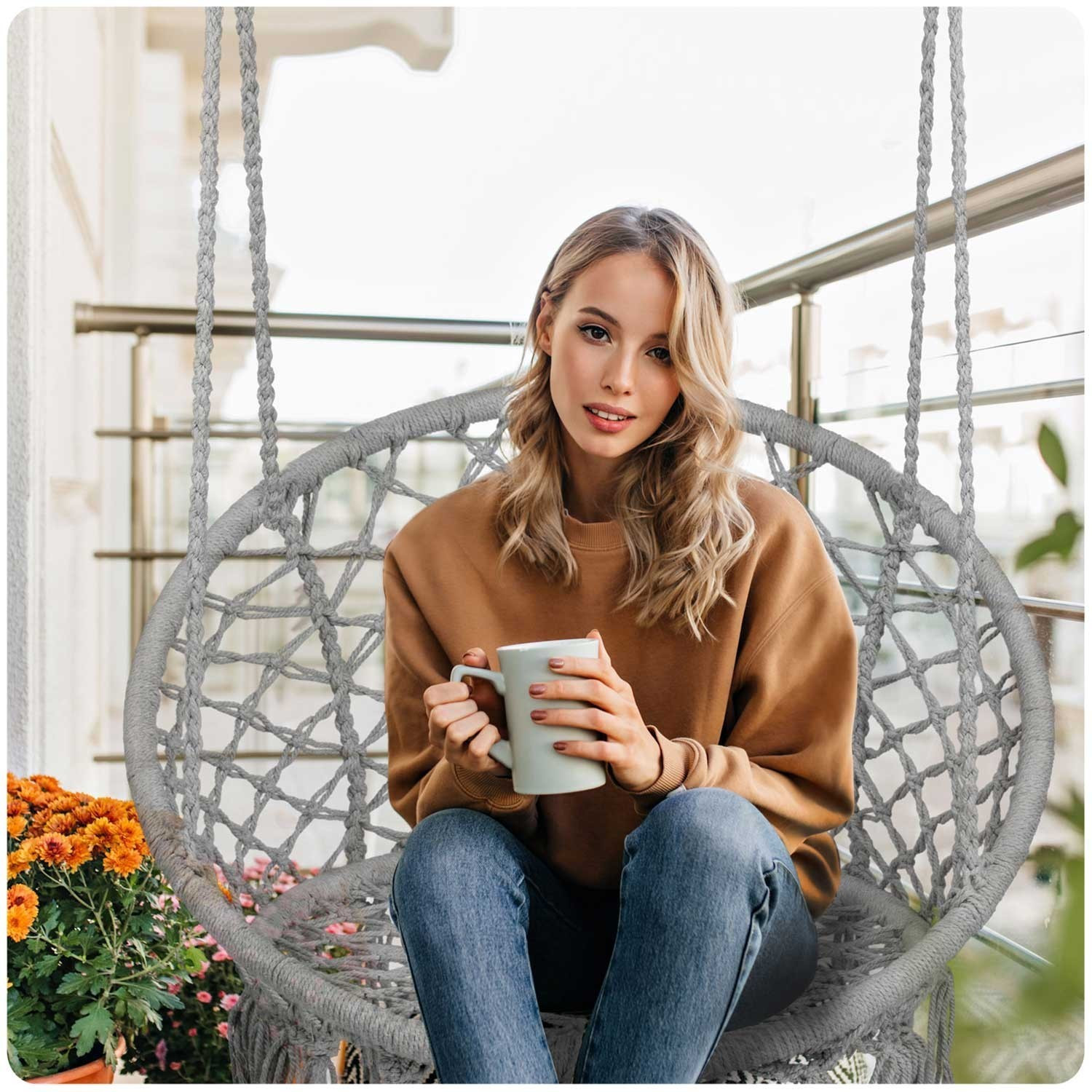 Hängender Gartenstuhl BOHO grau