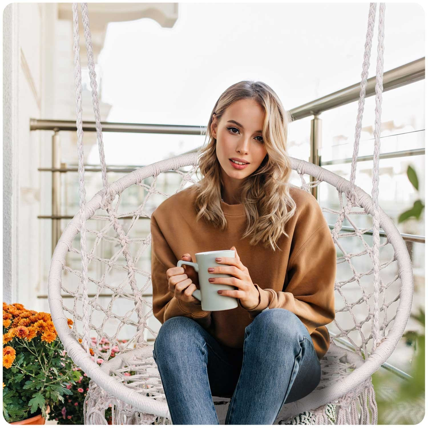 Hängender Gartensessel BOHO Beige
