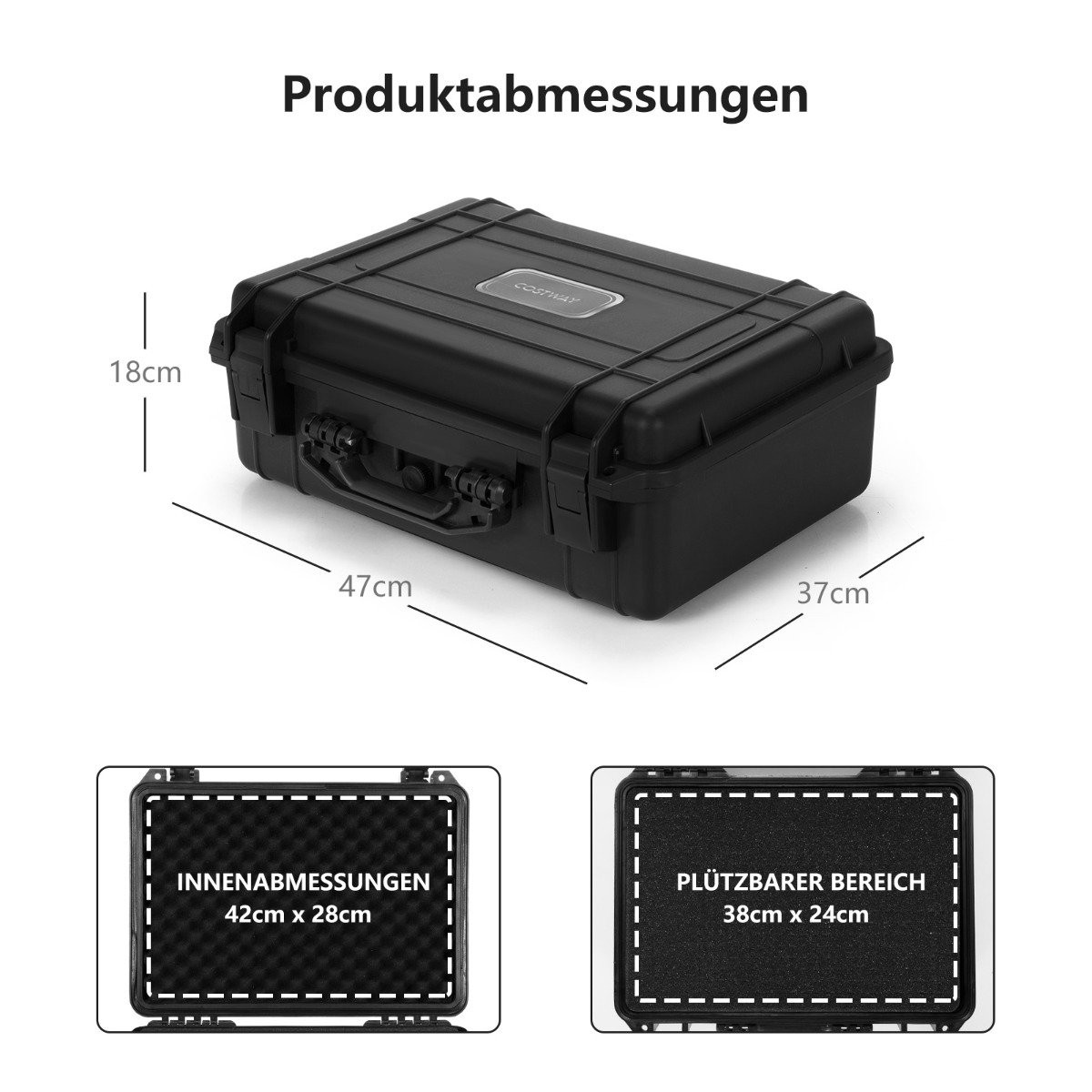 Multi-purpose carrying case with foam insert, waterproof camera cas...